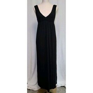 J.Crew Sleeveless Empire Waist V-Neck Low Back A-Line Maxi Dress Black Size XS